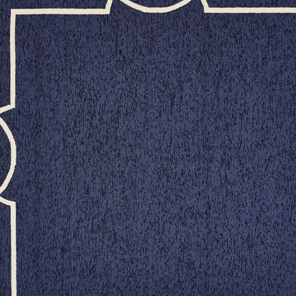 7' X 10' Blue And Ivory Geometric Hand Hooked Area Rug