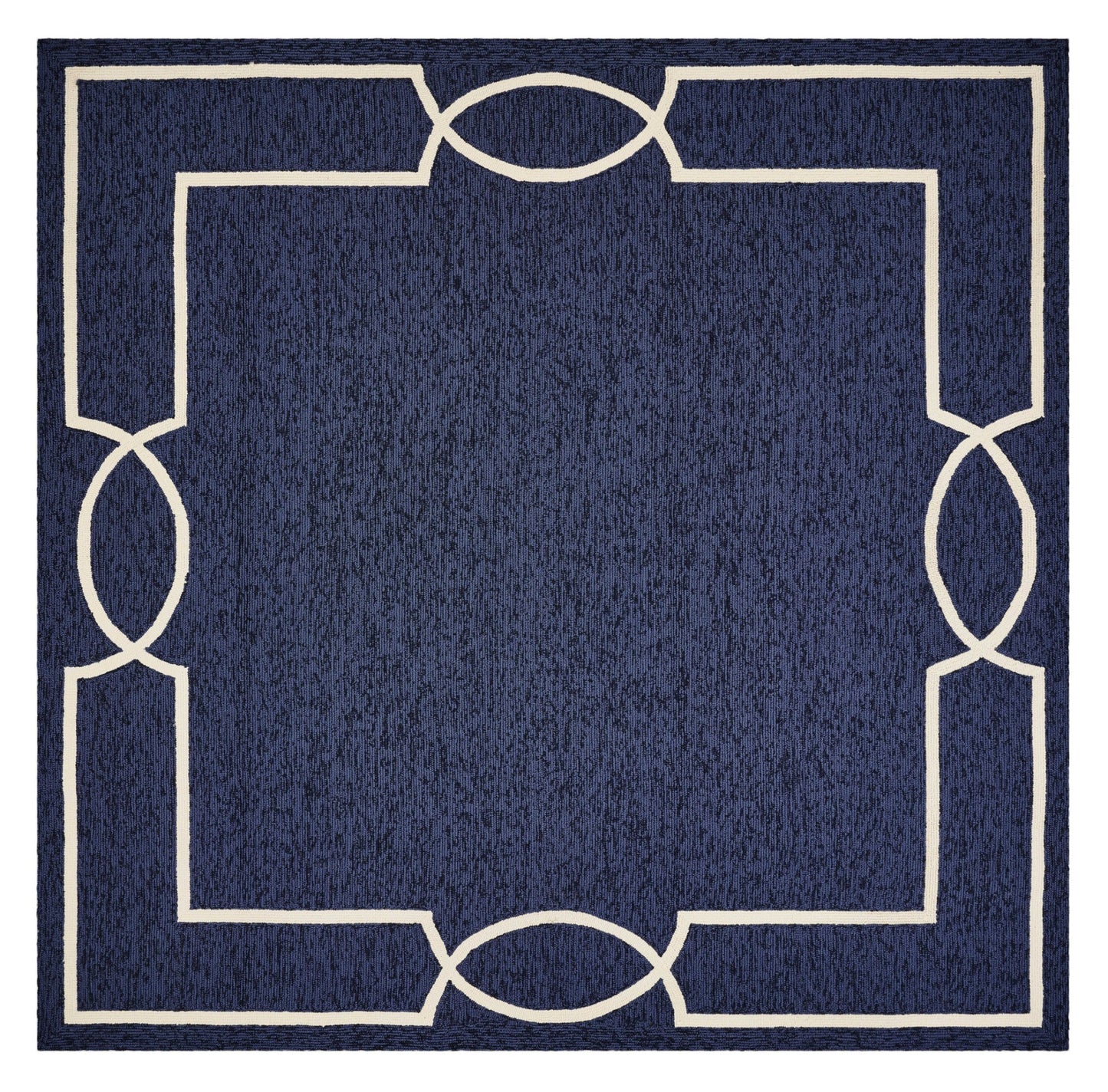 7' X 7' Ocean Blue Hand Hooked Area Rug