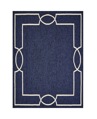 7' Blue And Ivory Square Geometric Handmade Indoor Outdoor Area Rug