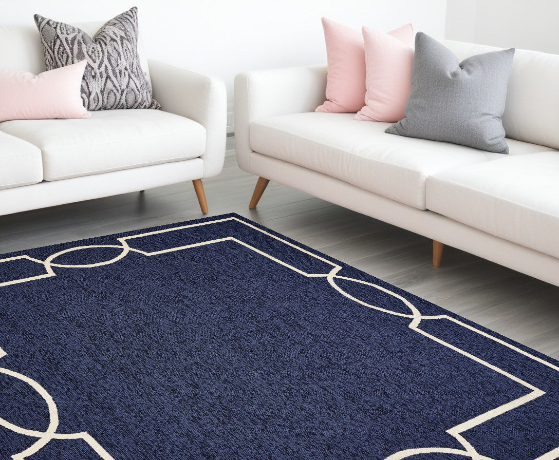 7' X 7' Ocean Blue Hand Hooked Area Rug