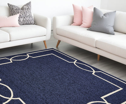 7' X 7' Ocean Blue Hand Hooked Area Rug