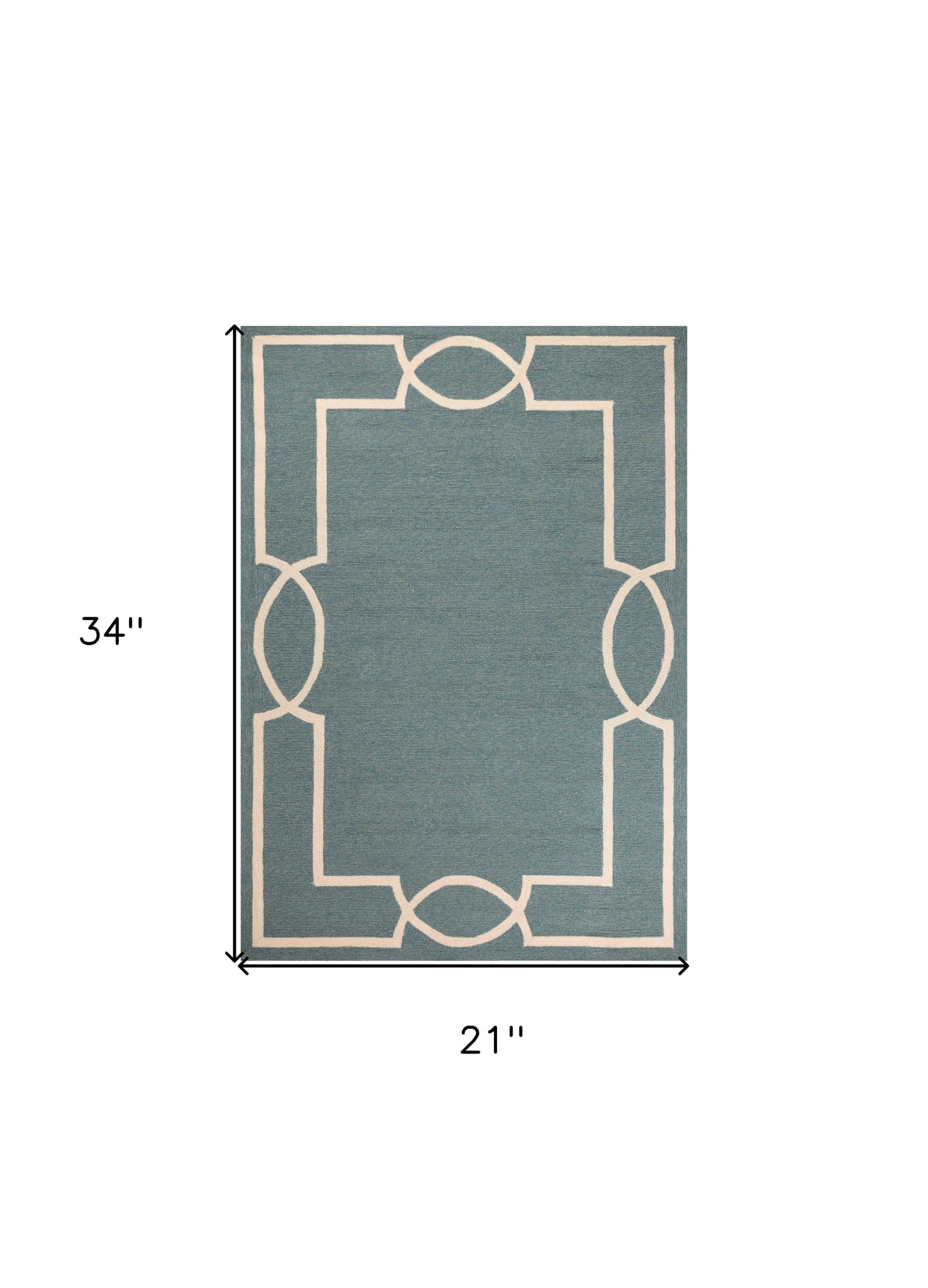 7' X 7' Blue and Ivory Geometric Hand Hooked Area Rug