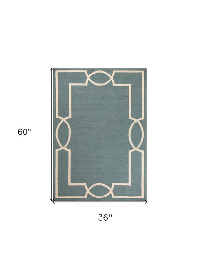 3' X 5' Gray And Ivory Handmade Indoor Outdoor Area Rug