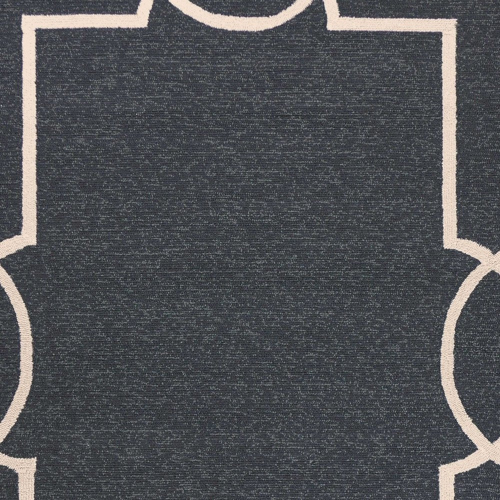 7' Onyx And Ivory Round Geometric Handmade Indoor Outdoor Area Rug