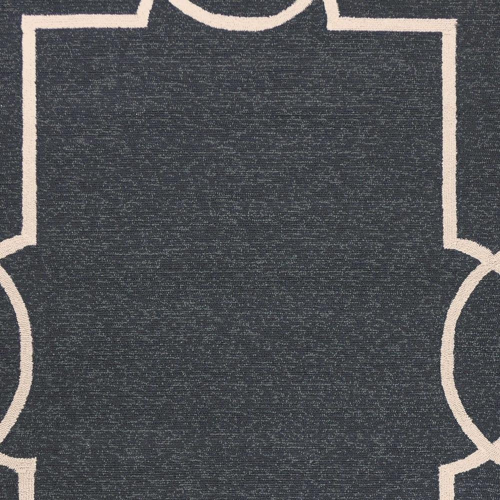 7' Onyx And Ivory Round Geometric Handmade Indoor Outdoor Area Rug