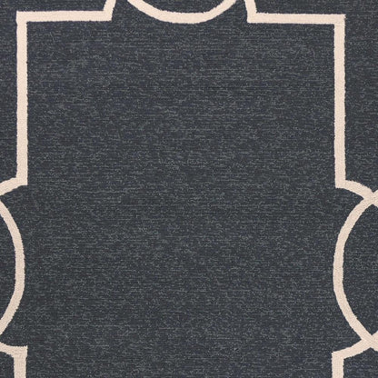 7' Onyx And Ivory Round Geometric Handmade Indoor Outdoor Area Rug