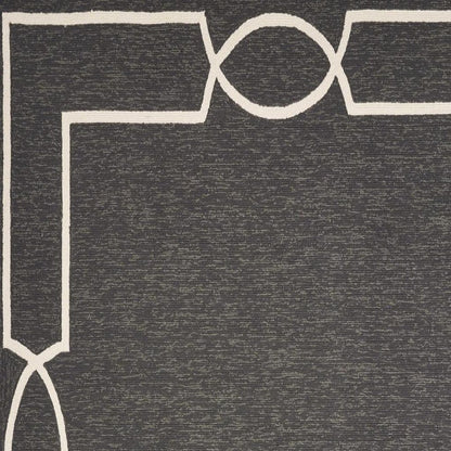 7' X 10' Onyx And White Geometric Handmade Indoor Outdoor Area Rug