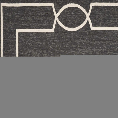 8' X 11' Onyx And White Geometric Handmade Indoor Outdoor Area Rug