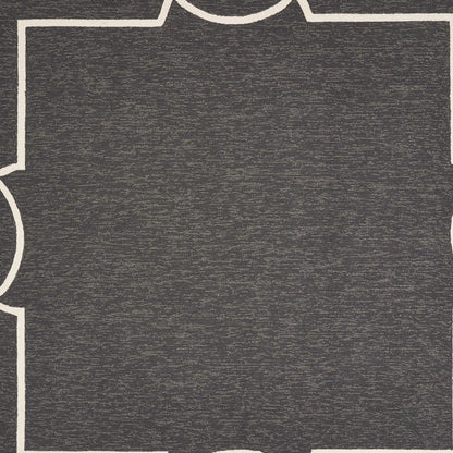 8' X 11' Onyx And White Geometric Handmade Indoor Outdoor Area Rug
