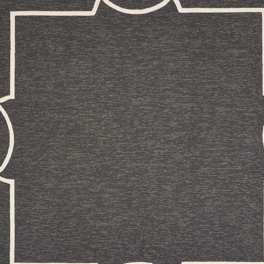 8' X 11' Onyx And White Geometric Handmade Indoor Outdoor Area Rug