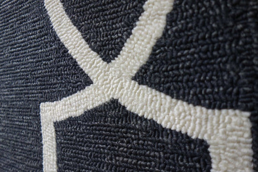 7' X 10' Onyx And White Geometric Handmade Indoor Outdoor Area Rug