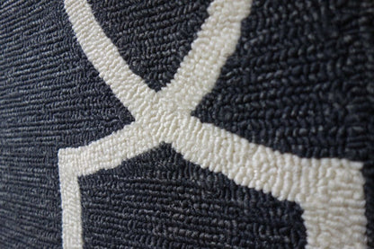 7' X 10' Onyx And White Geometric Handmade Indoor Outdoor Area Rug