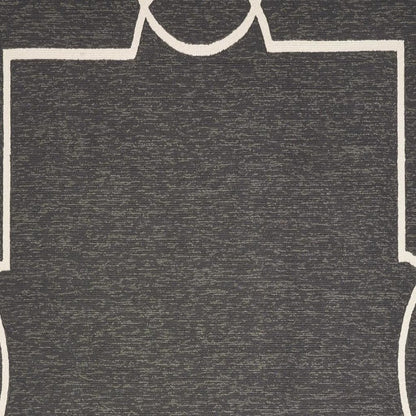 7' Onyx And White Square Geometric Handmade Indoor Outdoor Area Rug