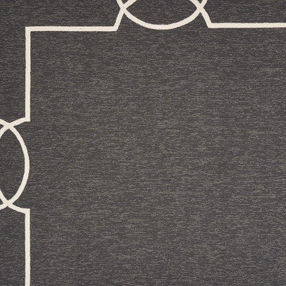 8' X 11' Onyx And White Geometric Handmade Indoor Outdoor Area Rug