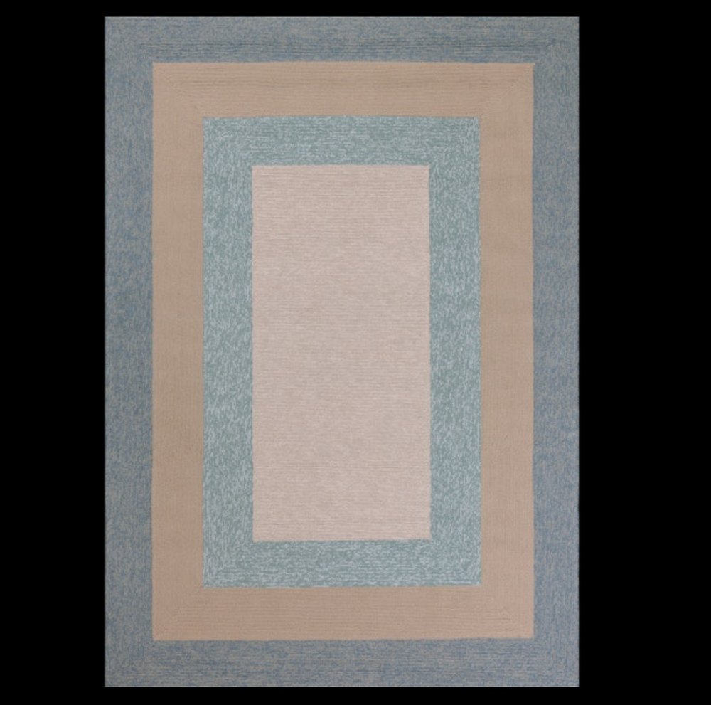 8' X 11' Blue And Beige Handmade Indoor Outdoor Area Rug