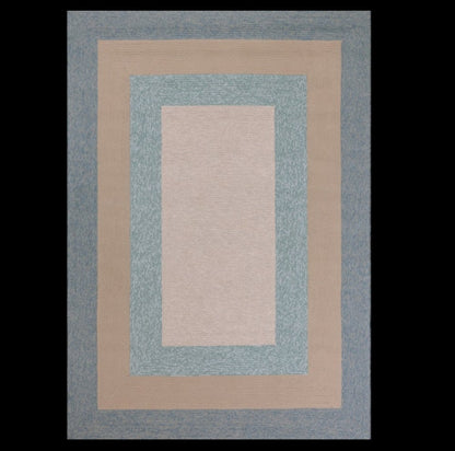 8' X 11' Blue And Beige Handmade Indoor Outdoor Area Rug