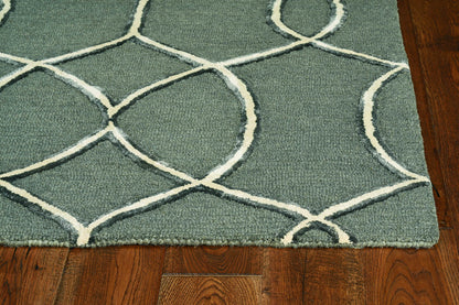 8' Gray Wool Geometric Hand Tufted Runner Rug