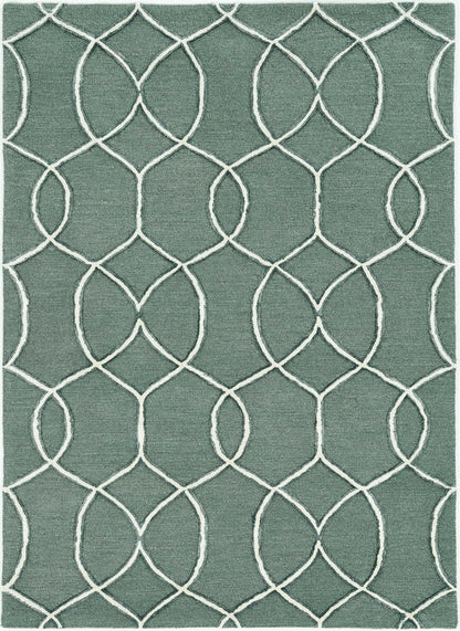 8' Gray Wool Geometric Hand Tufted Runner Rug
