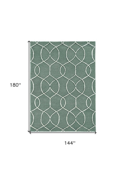 8' Gray Wool Geometric Hand Tufted Runner Rug