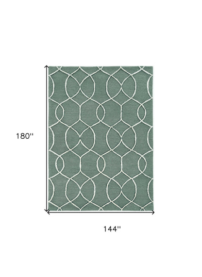 8' Gray Wool Geometric Hand Tufted Runner Rug