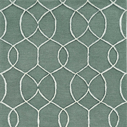 8' Gray Wool Geometric Hand Tufted Runner Rug