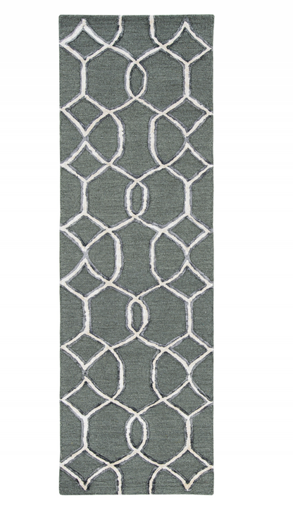 115' Gray and Ivory Wool Moroccan Hand Tufted Area Rug