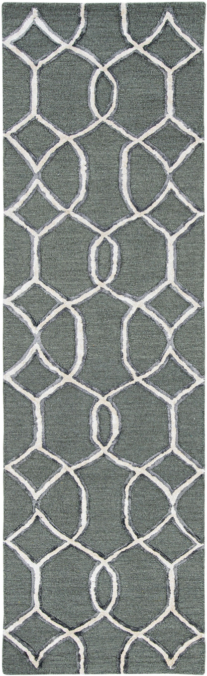 115' Gray and Ivory Wool Moroccan Hand Tufted Area Rug