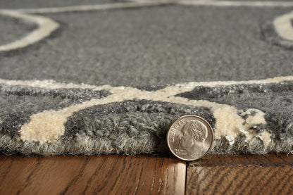 115' Gray and Ivory Wool Moroccan Hand Tufted Area Rug