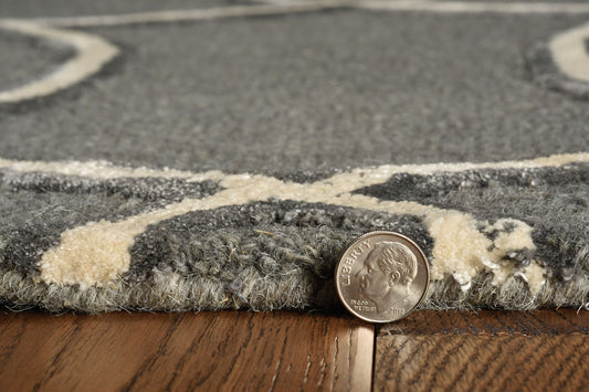 8' Gray Wool Geometric Hand Tufted Runner Rug