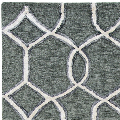 8' Gray Wool Geometric Hand Tufted Runner Rug
