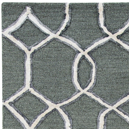 8' Gray Wool Geometric Hand Tufted Runner Rug