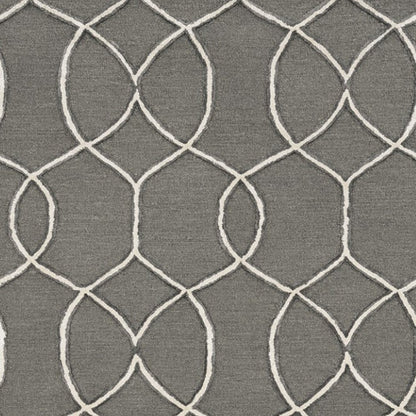 8' Gray Wool Geometric Hand Tufted Runner Rug