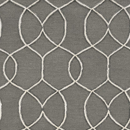 8' Gray Wool Geometric Hand Tufted Runner Rug
