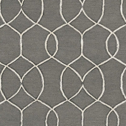 8' Gray Wool Geometric Hand Tufted Runner Rug