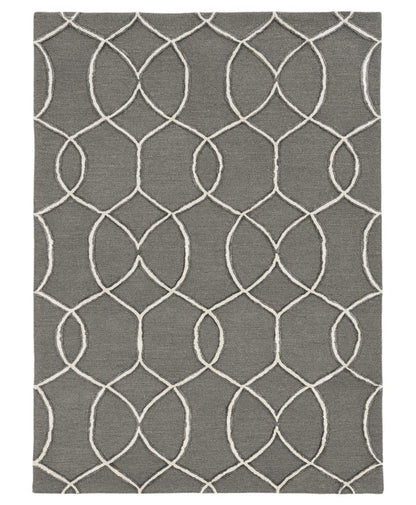 8' Gray Wool Geometric Hand Tufted Runner Rug