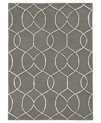 8' Gray Wool Geometric Hand Tufted Runner Rug