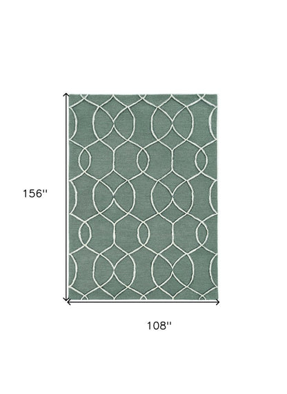 8' Gray Wool Geometric Hand Tufted Runner Rug