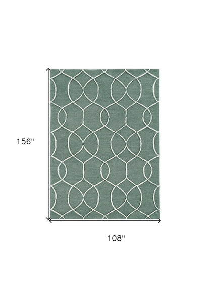 8' Gray Wool Geometric Hand Tufted Runner Rug