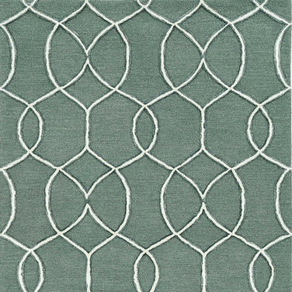 8' Gray Wool Geometric Hand Tufted Runner Rug
