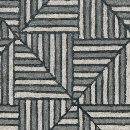 9' X 13' Beige and Charcoal Wool Geometric Hand Tufted Area Rug
