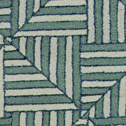 9' X 13' Beige and Charcoal Wool Geometric Hand Tufted Area Rug