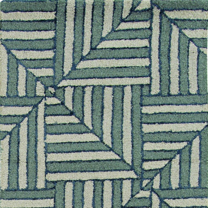 9' X 13' Beige and Charcoal Wool Geometric Hand Tufted Area Rug