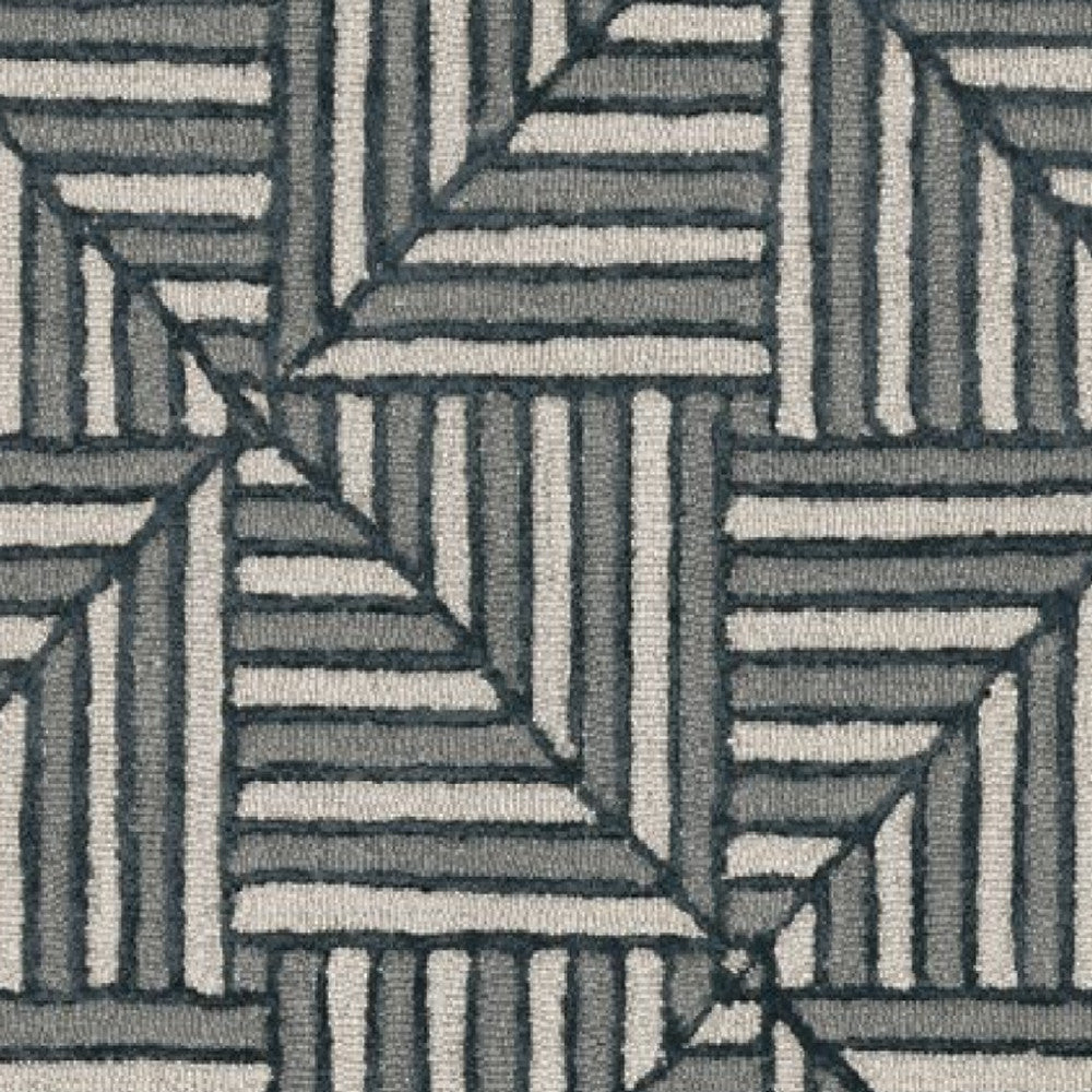 115' Beige and Charcoal Wool Geometric Hand Tufted Area Rug