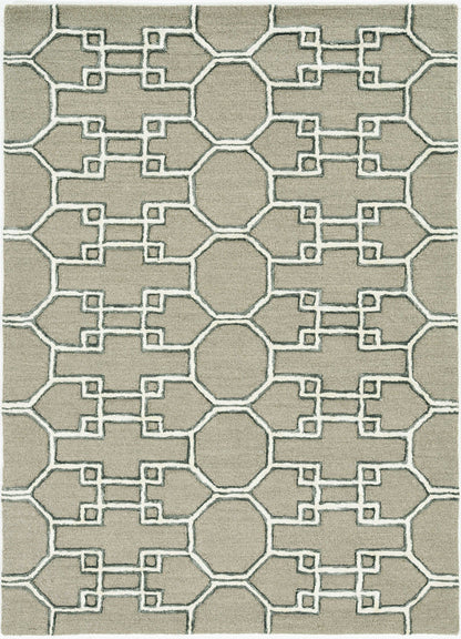 115' Brown and Ivory Wool Trellis Hand Tufted Area Rug