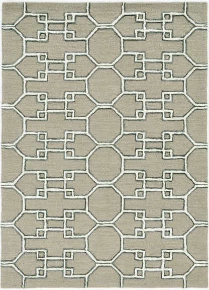 5' X 7' Gray and Ivory Wool Geometric Hand Tufted Area Rug
