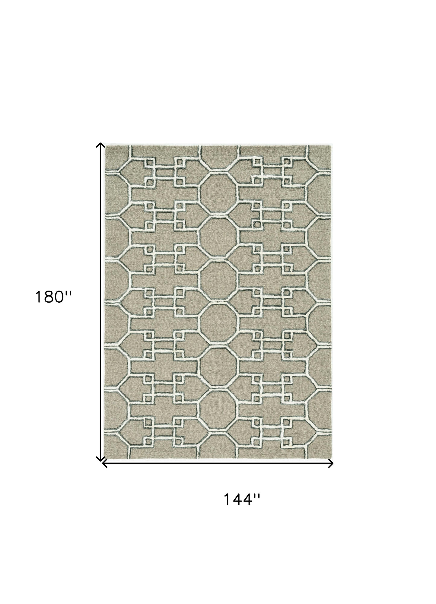 115' Brown and Ivory Wool Trellis Hand Tufted Area Rug