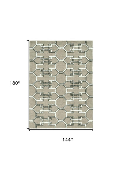 5' X 7' Gray and Ivory Wool Geometric Hand Tufted Area Rug