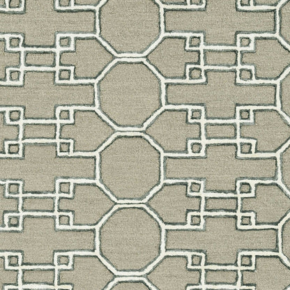 115' Brown and Ivory Wool Trellis Hand Tufted Area Rug