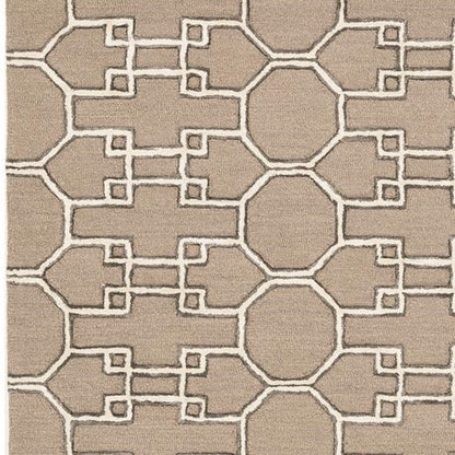 5' X 7' Gray and Ivory Wool Geometric Hand Tufted Area Rug