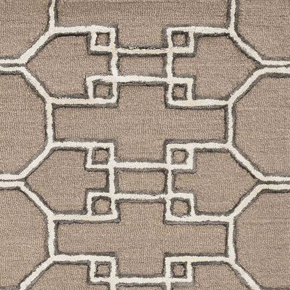 5' X 7' Gray and Ivory Wool Geometric Hand Tufted Area Rug